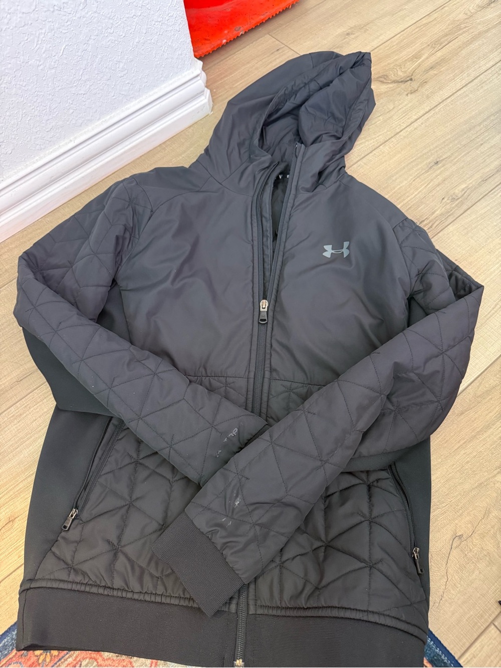 Under Armour Black Quilted Hooded Performance Jacket